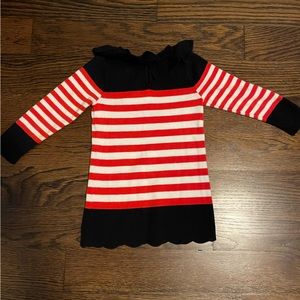 Jacadi 18m Red and White Striped Winter Dress
